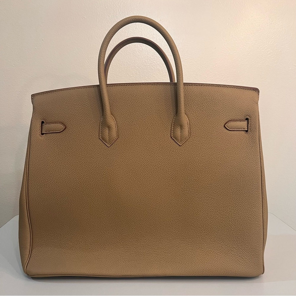 Structured Tan Pebble-Grain Satchel Handbag - Picture 2 of 6